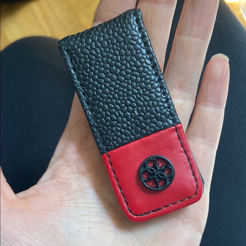 Guess Black and Red Leather Cash holder/clip